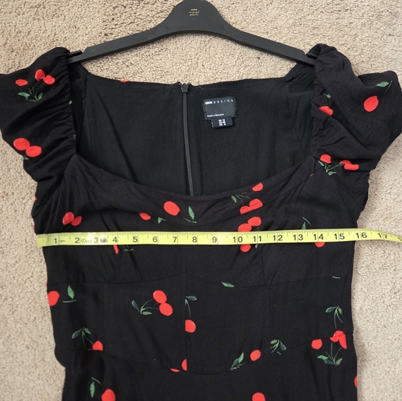 Women's Midi Dress in Black and Cherries Print by ASOS - Picture 11 of 12